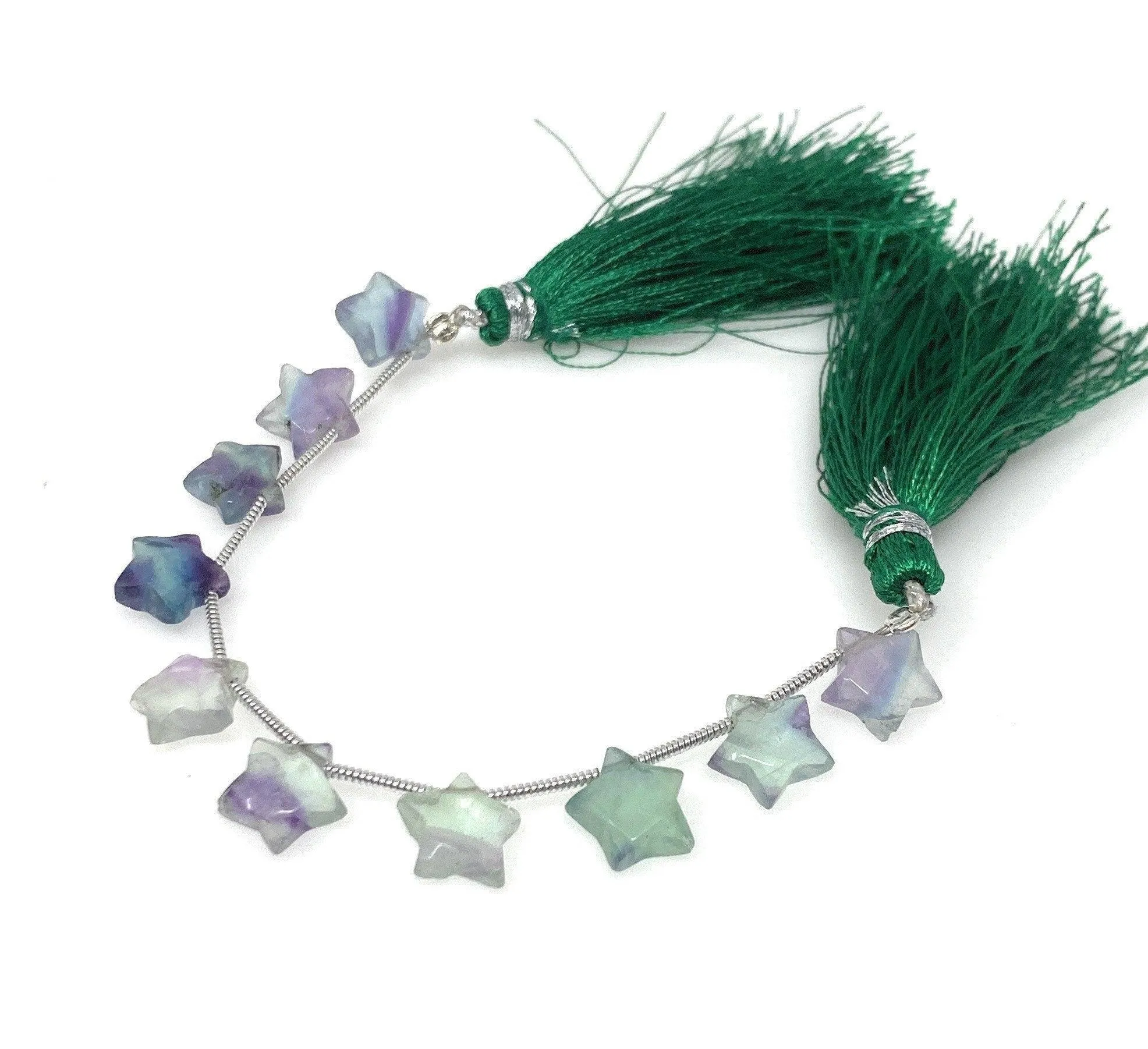 10mm Natural Multi Fluorite Gemstone Beads, Hand Carved Star Beads,