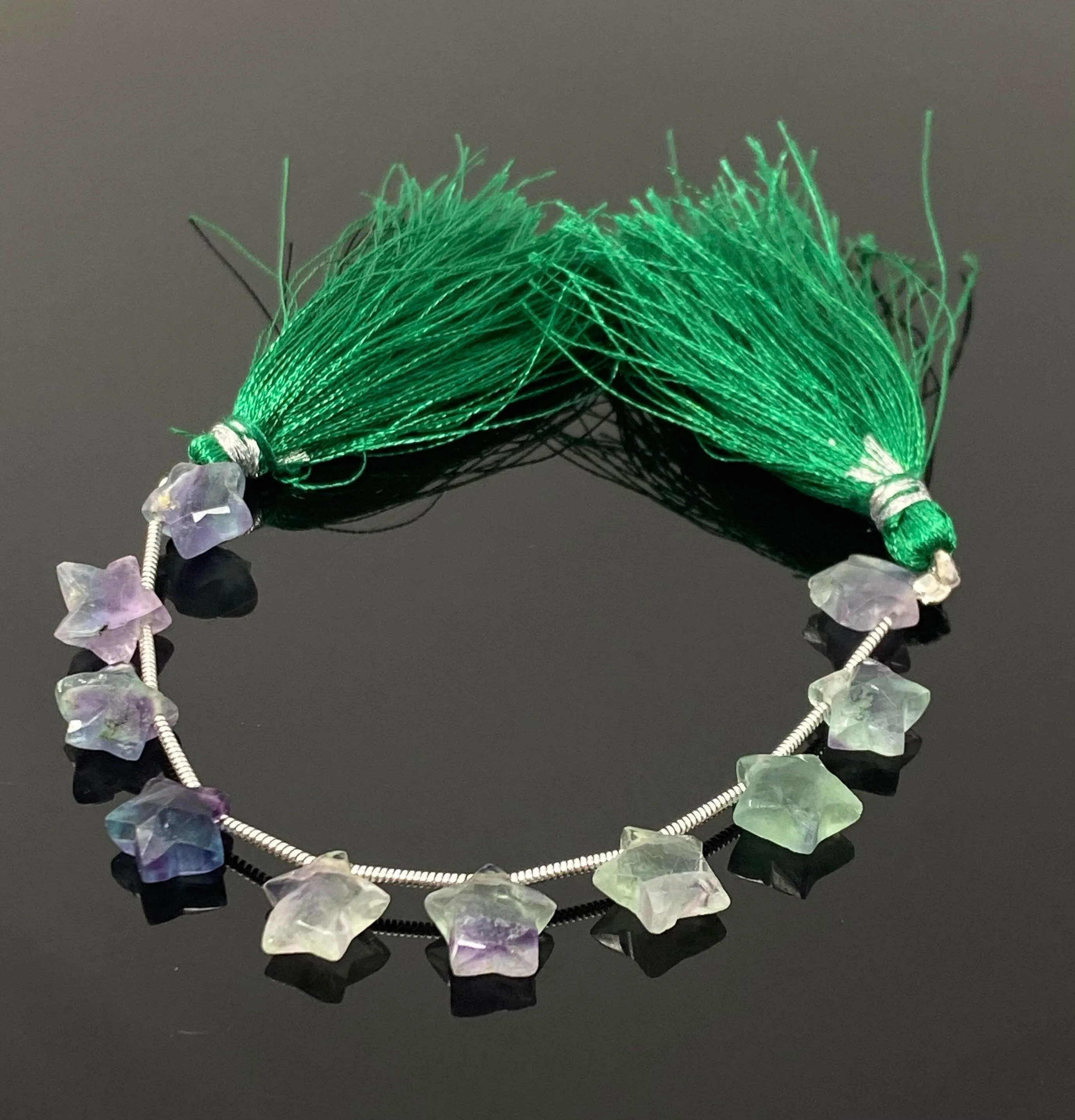 10mm Natural Multi Fluorite Gemstone Beads, Hand Carved Star Beads,