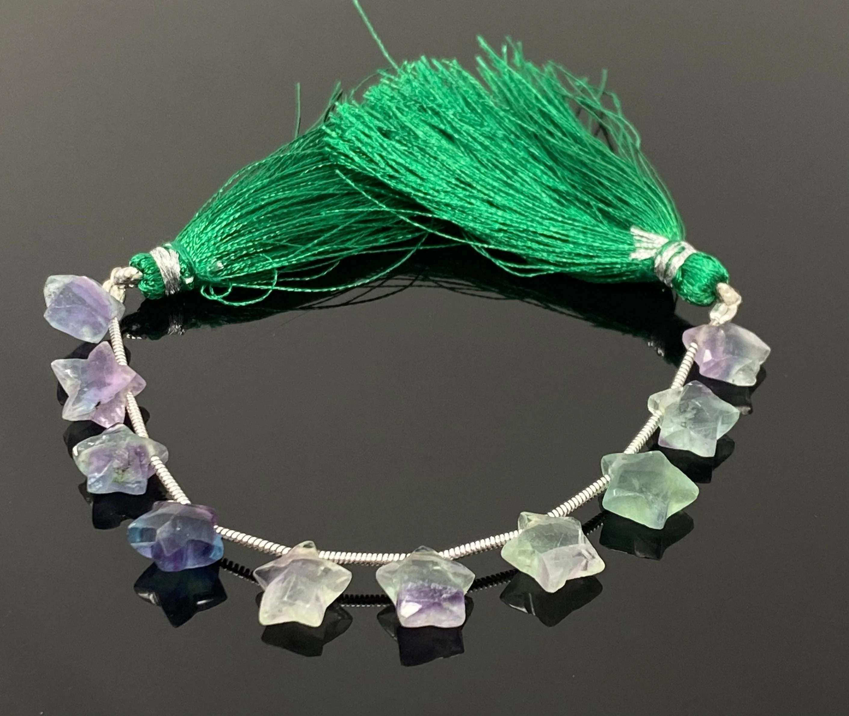 10mm Natural Multi Fluorite Gemstone Beads, Hand Carved Star Beads,