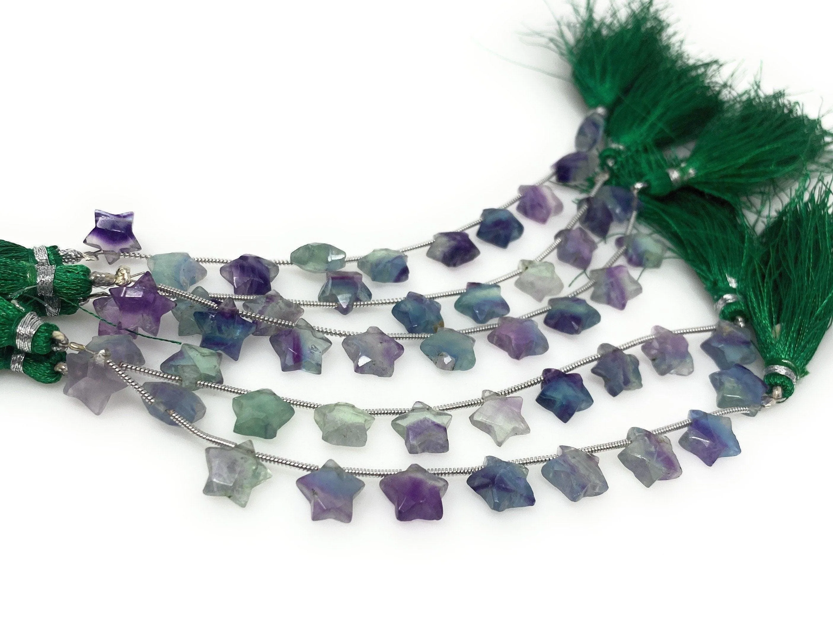 10mm Natural Multi Fluorite Gemstone Beads, Hand Carved Star Beads,