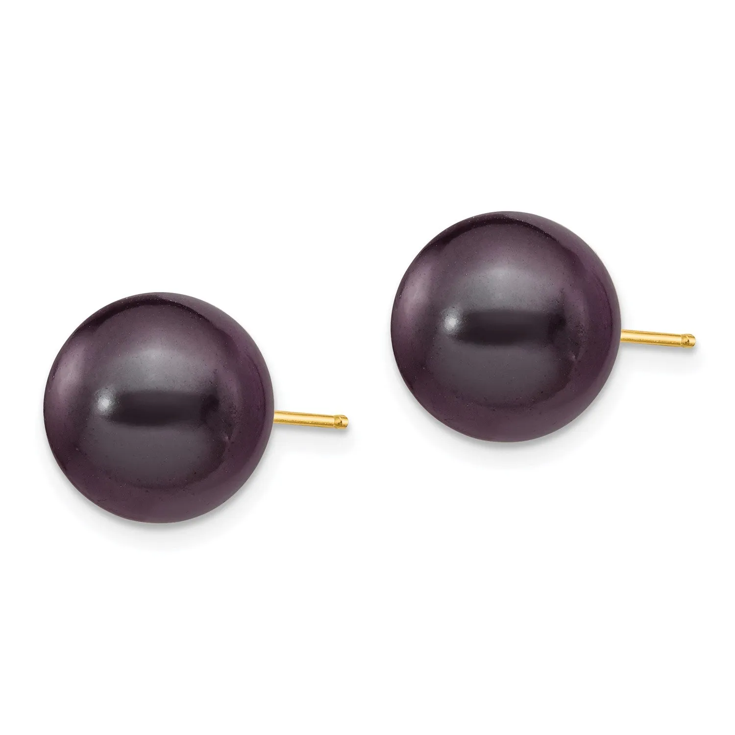 10MM Round Pearl Stud Earrings in 14KT Yellow Gold