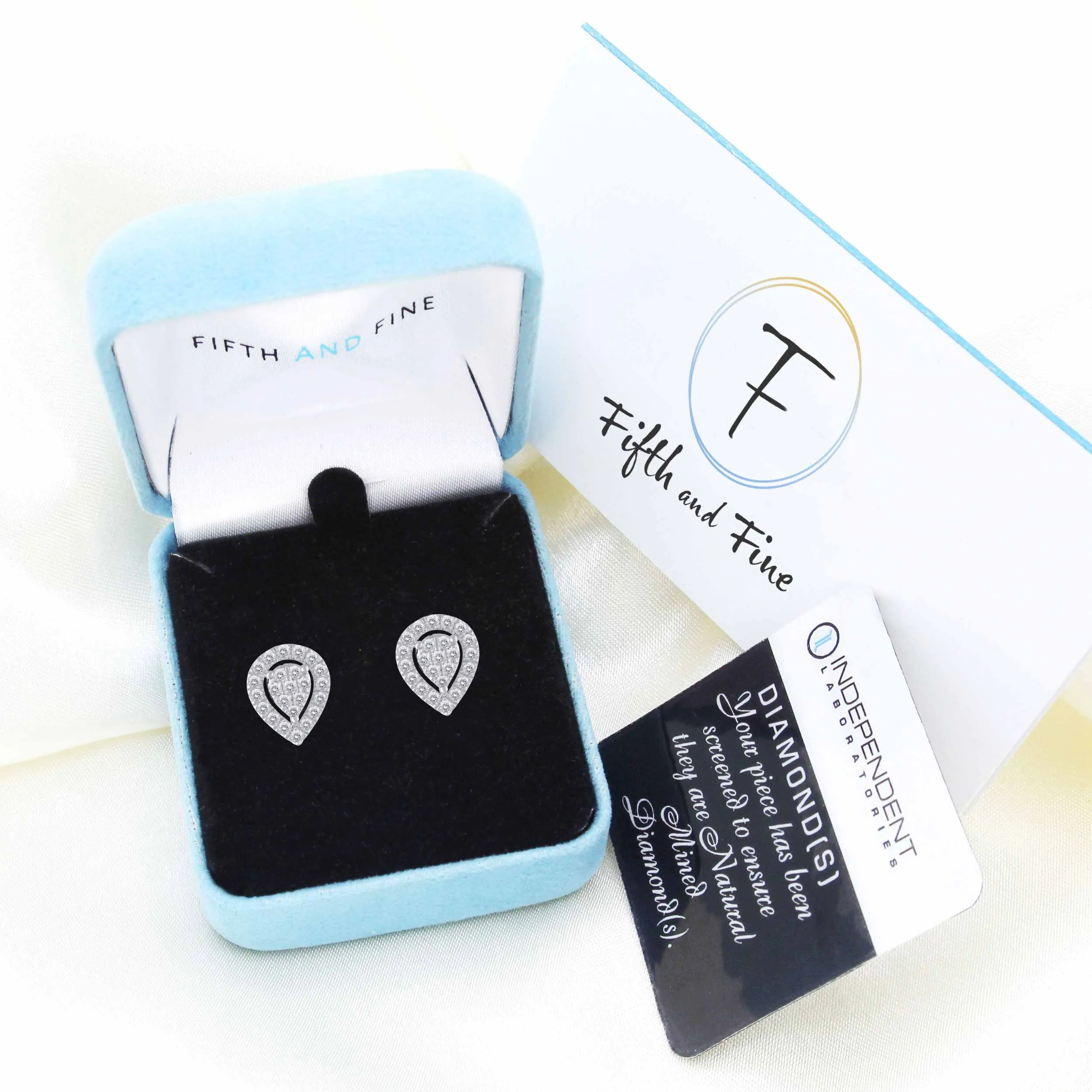 1/2Ct Diamond Halo Pear Teardrop Stud Earrings Set in 925 Sterling Silver