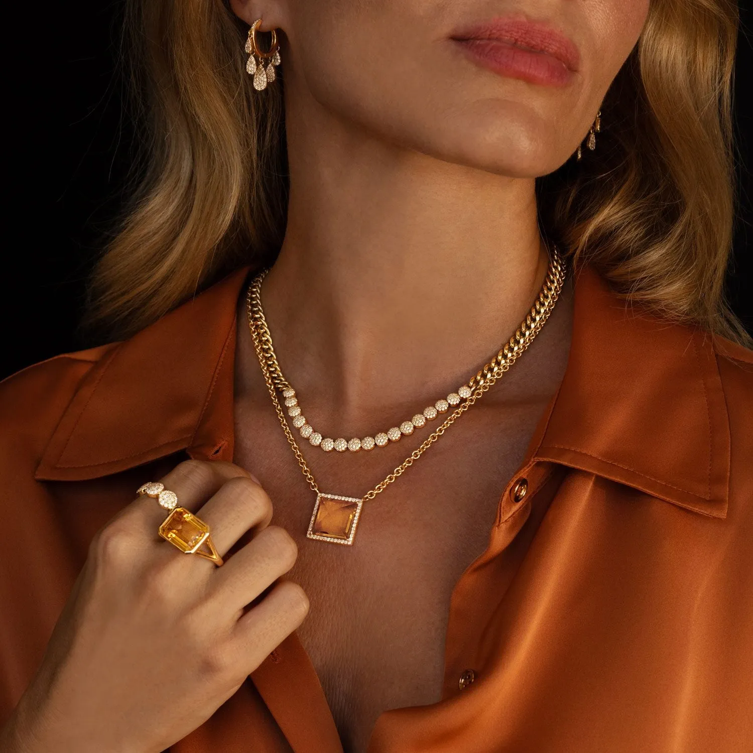 14k Five Drop Shaker Diamond Earrings