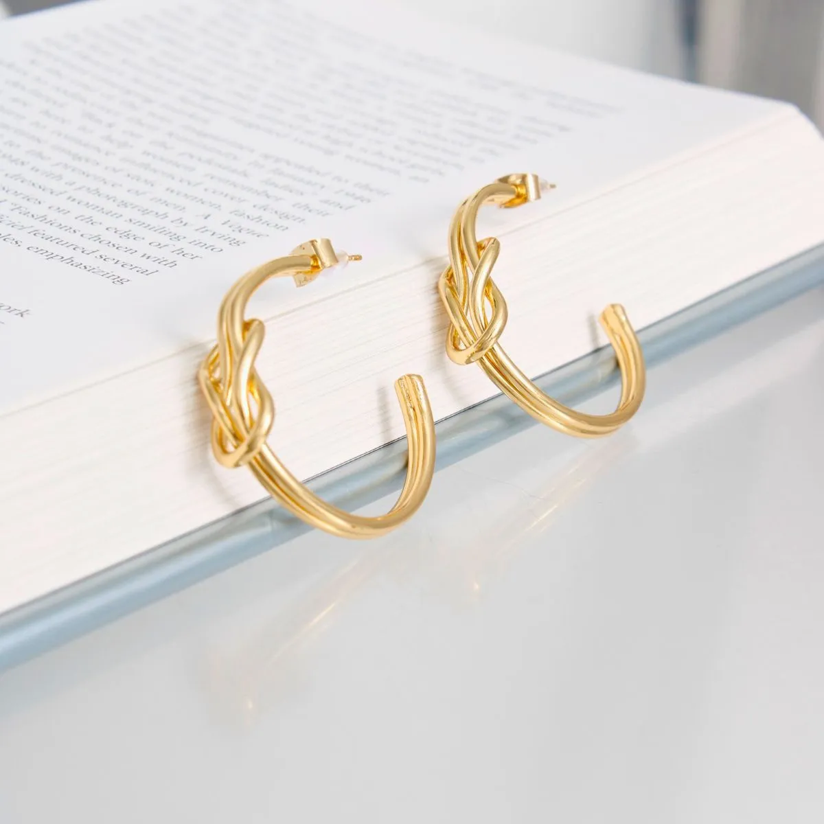14K Gold Infinity Knot Post Hoops