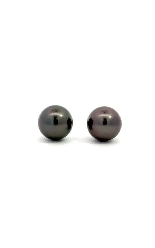 14K WHITE GOLD TAHITIAN PEARLS STUD EARRINGS - 10.0-10.5MM  G11534
