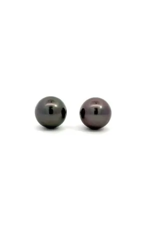 14K WHITE GOLD TAHITIAN PEARLS STUD EARRINGS - 10.0-10.5MM  G11534