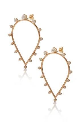 14KY Medium Teardrop Earrings with Prong Diamonds