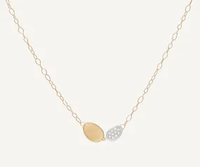 18K Yellow Gold Mini-Petal & Diamond Pendant Necklace