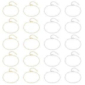 20Pcs 2 Colors 304 Stainless Steel Cable Chain, Satellite Chain Anklets, with Rondelle Beads and Lobster Claw Clasps, Golden & Stainless Steel Color, 8-1/8 inch(20.5cm), 10pcs/color
