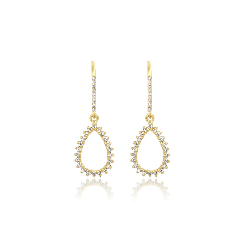 3-Prong Diamond Mini Open Teardrop Earrings