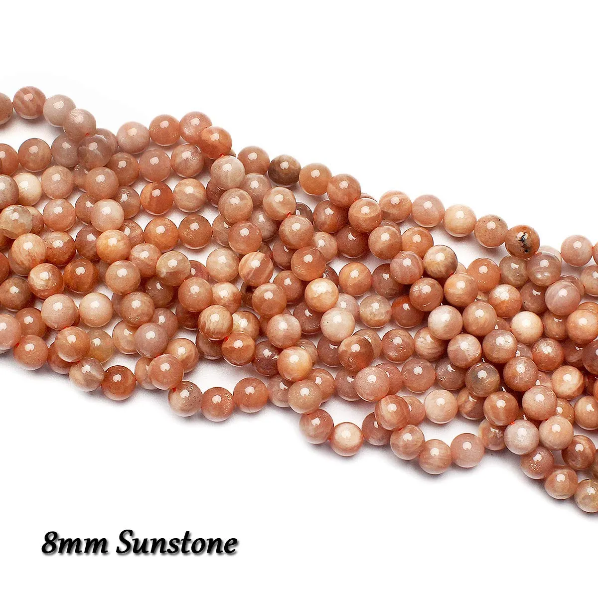 38PCS Natural 10MM Healing Gemstone, Sunstone Energy Stone Round Loose Beads, Semi-Precious Crystal Beads with Free Elastic String for Jewelry Making DIY