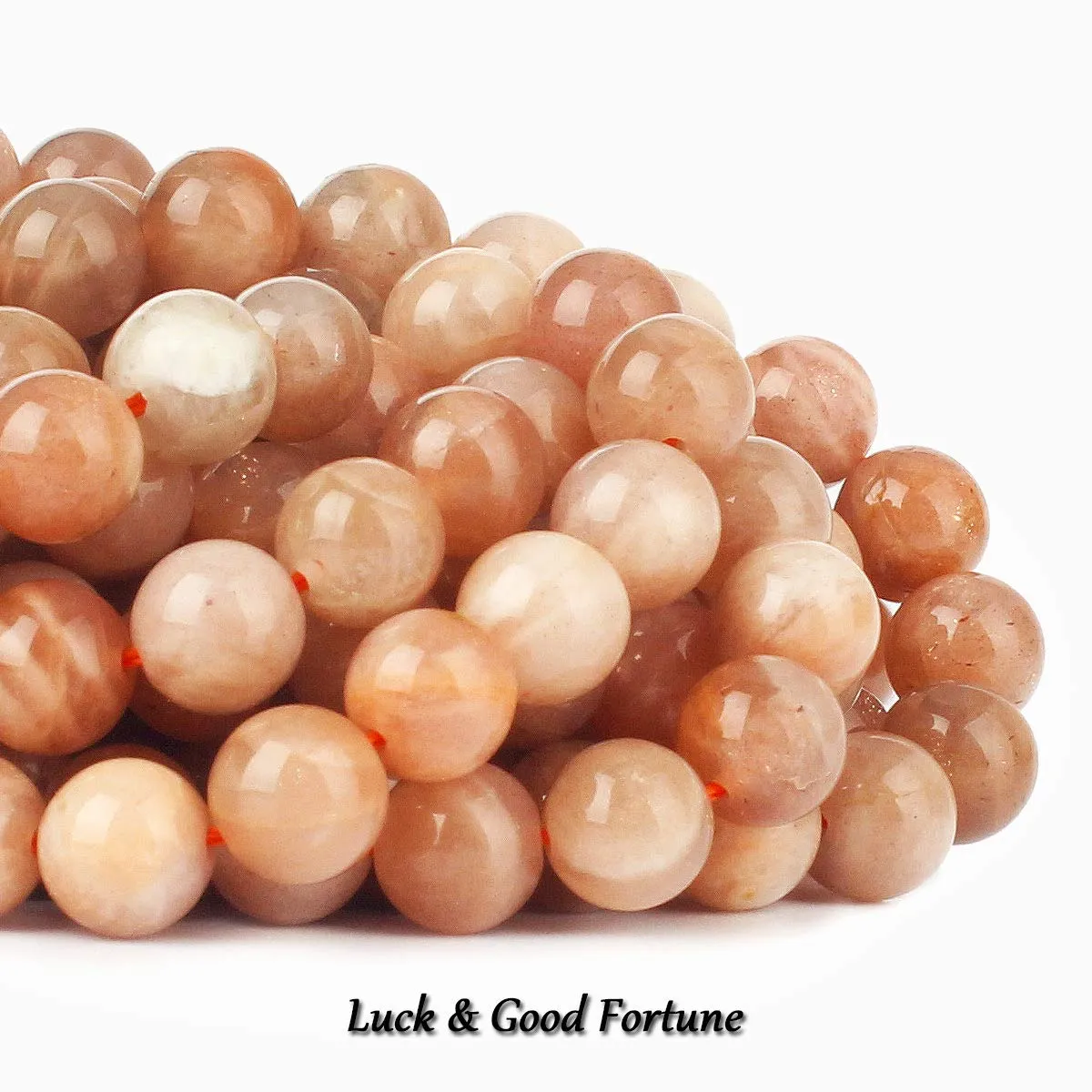 38PCS Natural 10MM Healing Gemstone, Sunstone Energy Stone Round Loose Beads, Semi-Precious Crystal Beads with Free Elastic String for Jewelry Making DIY