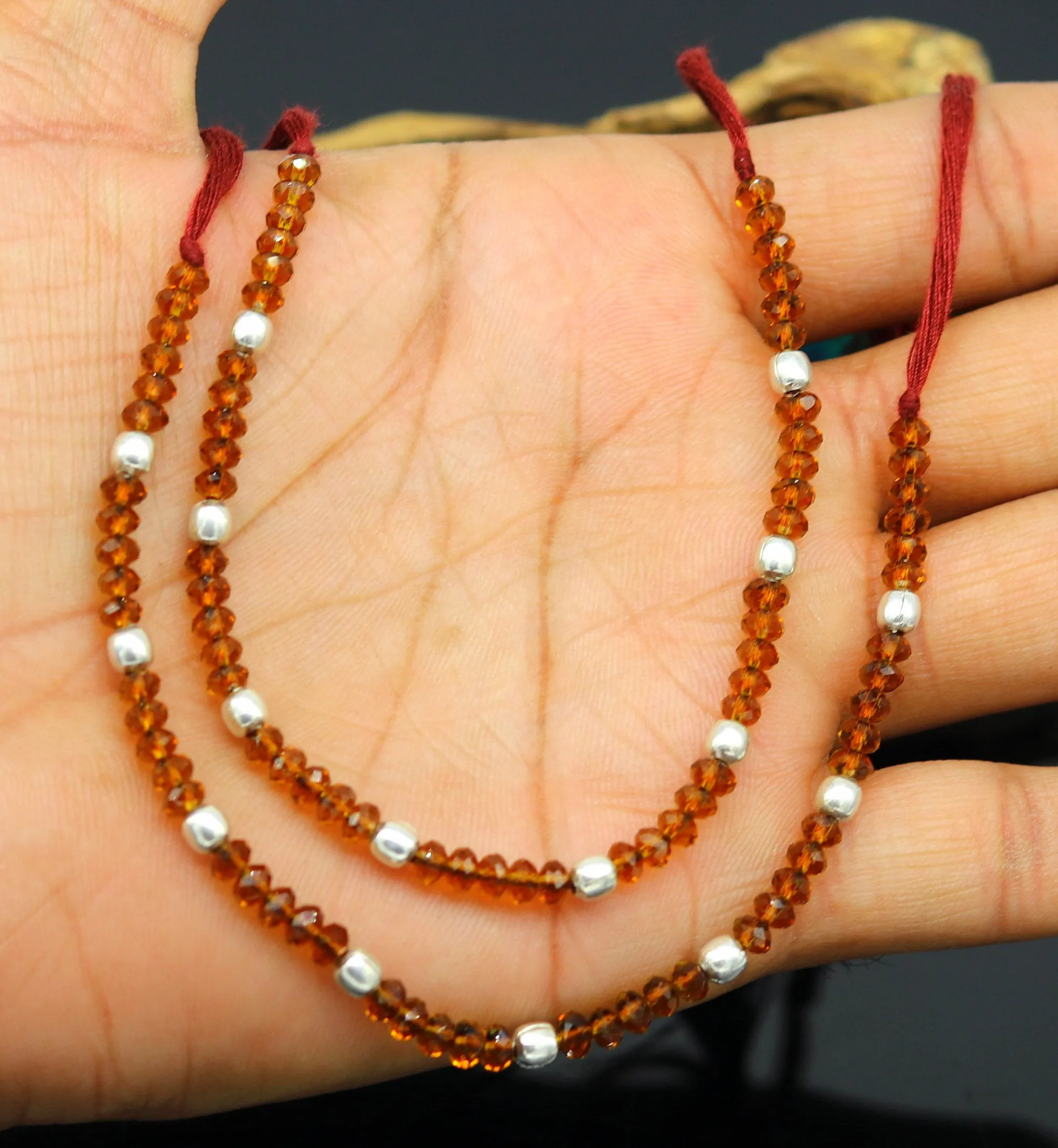 925 sterling silver beads and semi precious stone thread anklets, exclusive custom made ankle bracelet, modern fashion beaded jewelry ank246
