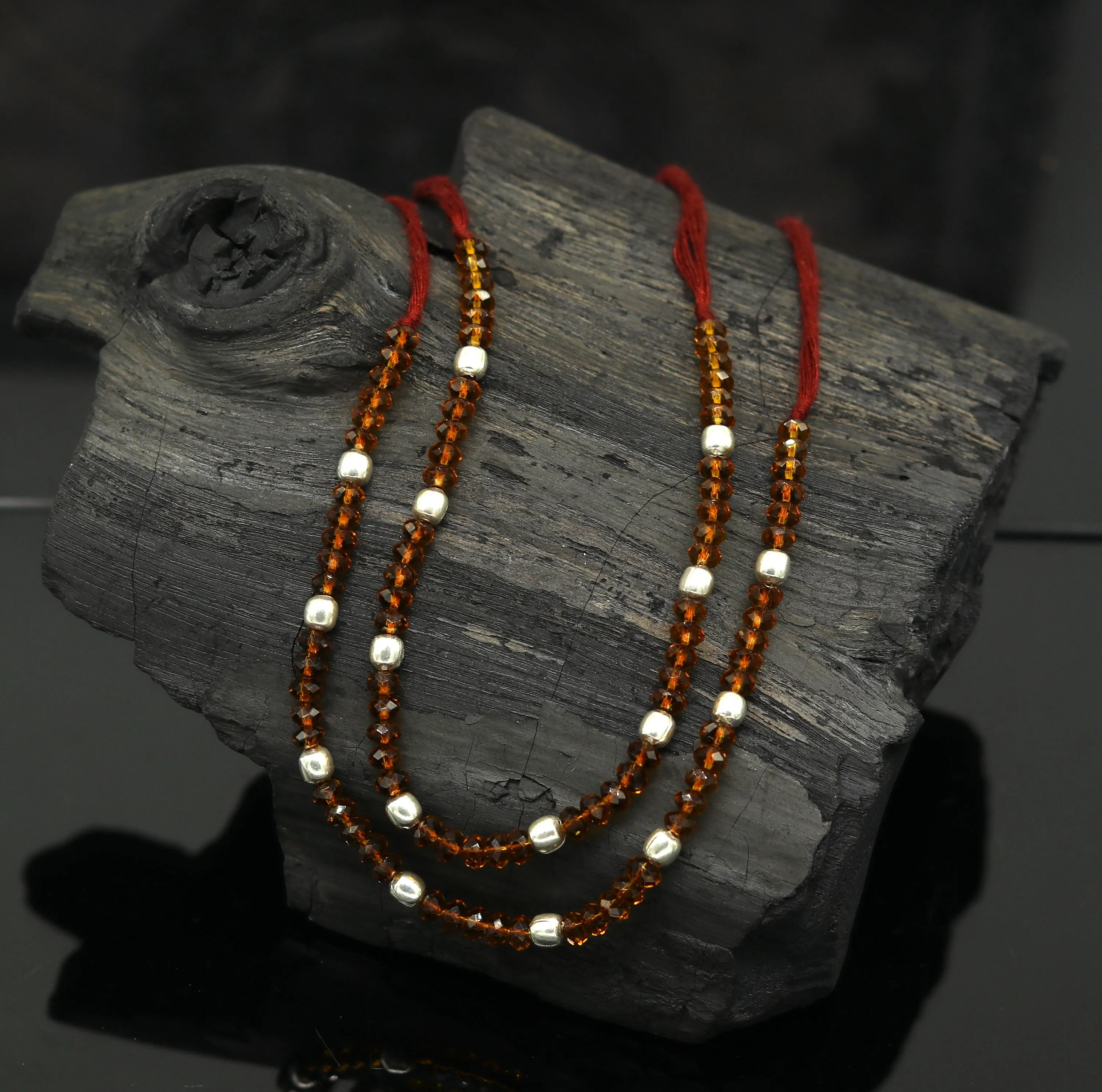 925 sterling silver beads and semi precious stone thread anklets, exclusive custom made ankle bracelet, modern fashion beaded jewelry ank246