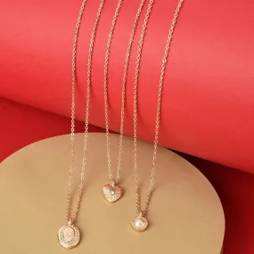 Accessorize London Women's Blue Harvest Set of 3 Pearl Heart Layered Necklace