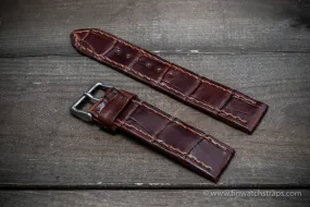 Alligator watch strap Brown-Cherry, handmade in Finland