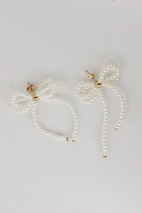 Annie White Pearl Bow Earrings
