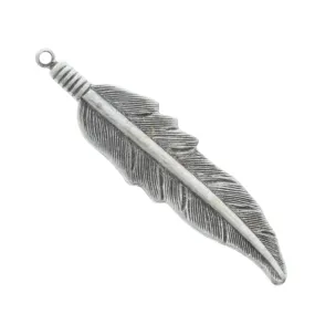 Antique Silver Feather Charm, Pk/6