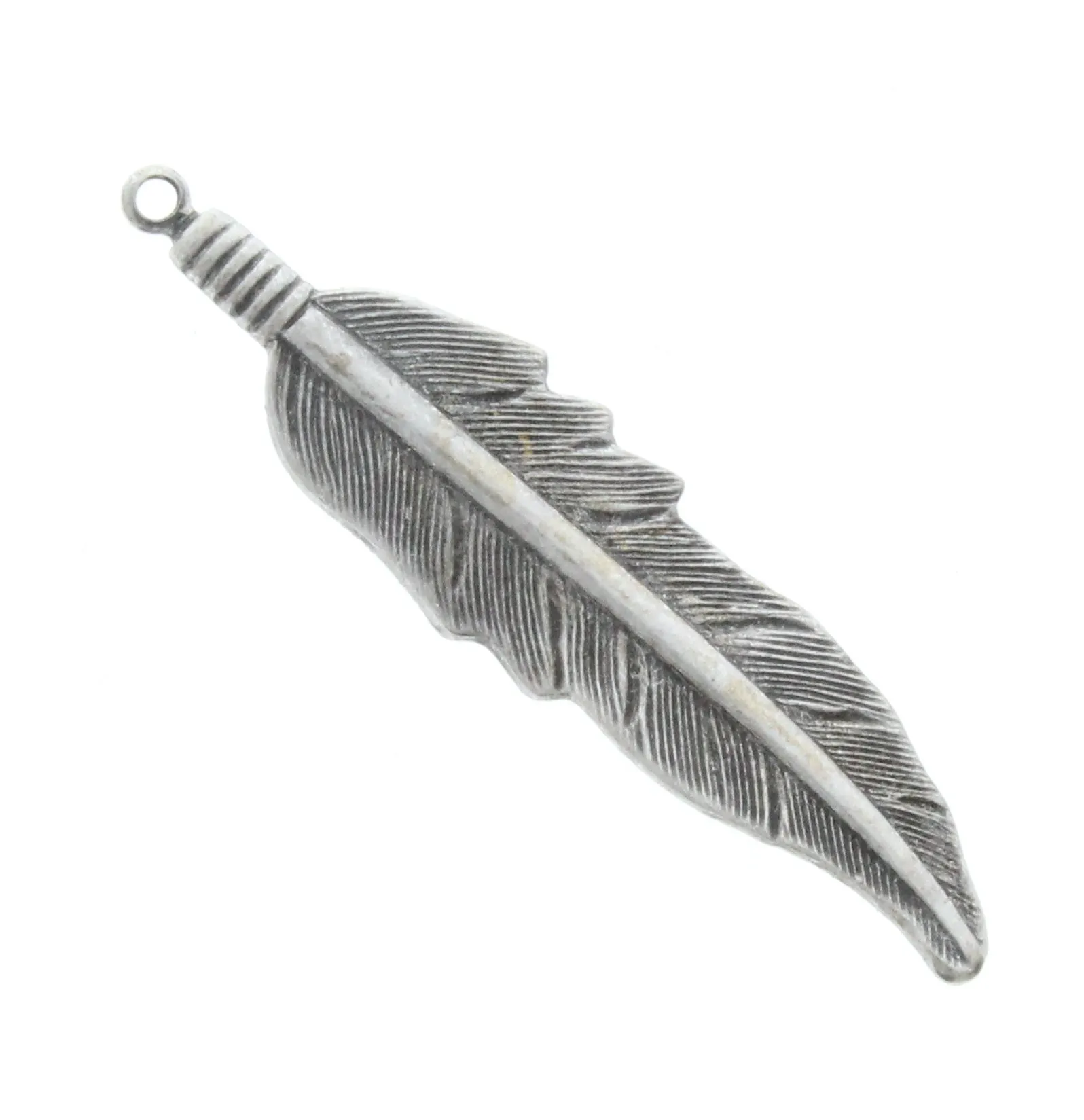 Antique Silver Feather Charm, Pk/6
