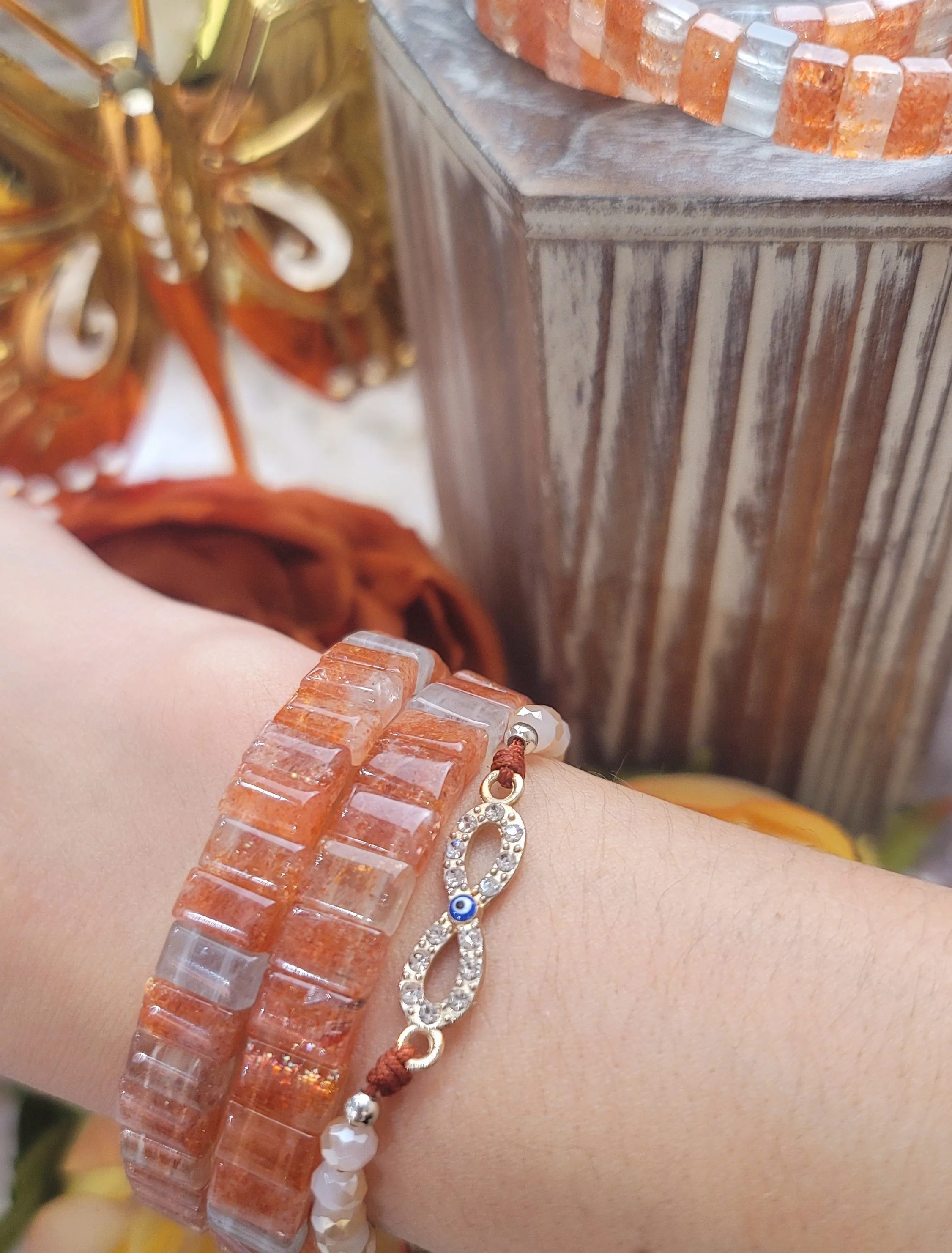 Arusha Sunstone Stretchy Bangle Bracelet for Confidence, Joy, Leadership and Strength