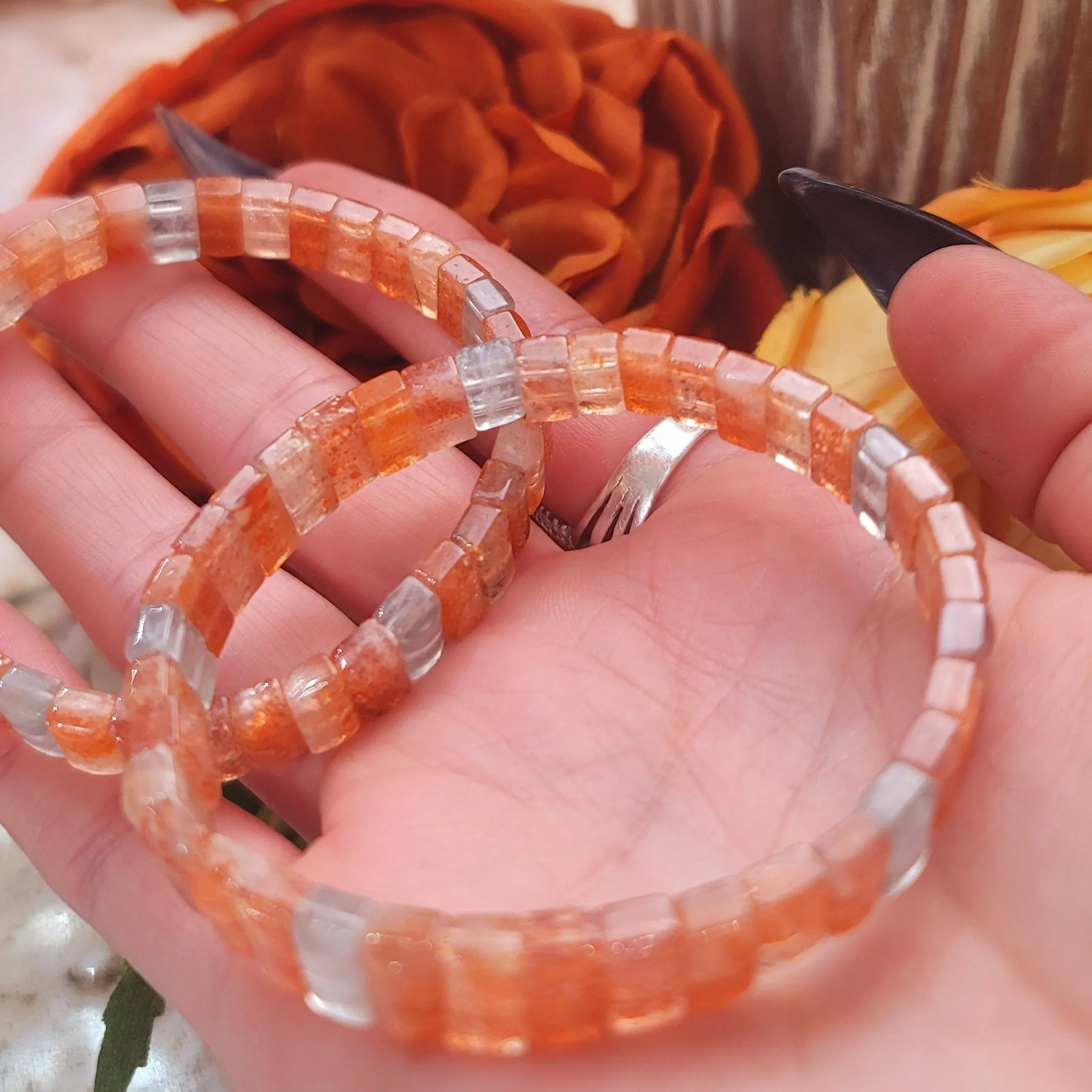 Arusha Sunstone Stretchy Bangle Bracelet for Confidence, Joy, Leadership and Strength