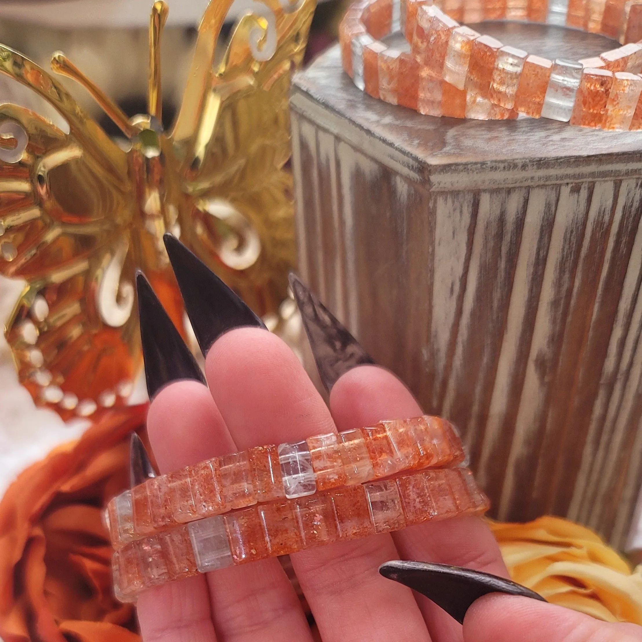 Arusha Sunstone Stretchy Bangle Bracelet for Confidence, Joy, Leadership and Strength