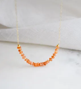 Beaded Sunstone Bar Necklace