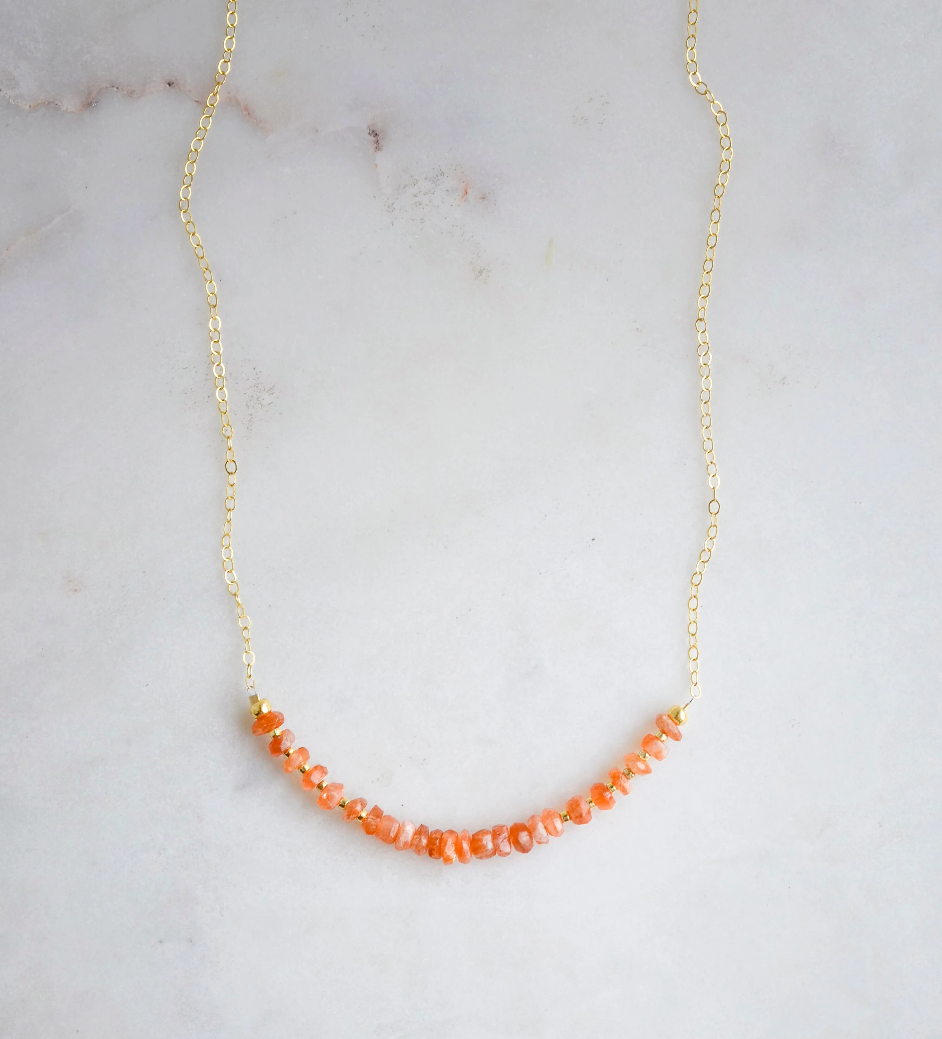 Beaded Sunstone Bar Necklace