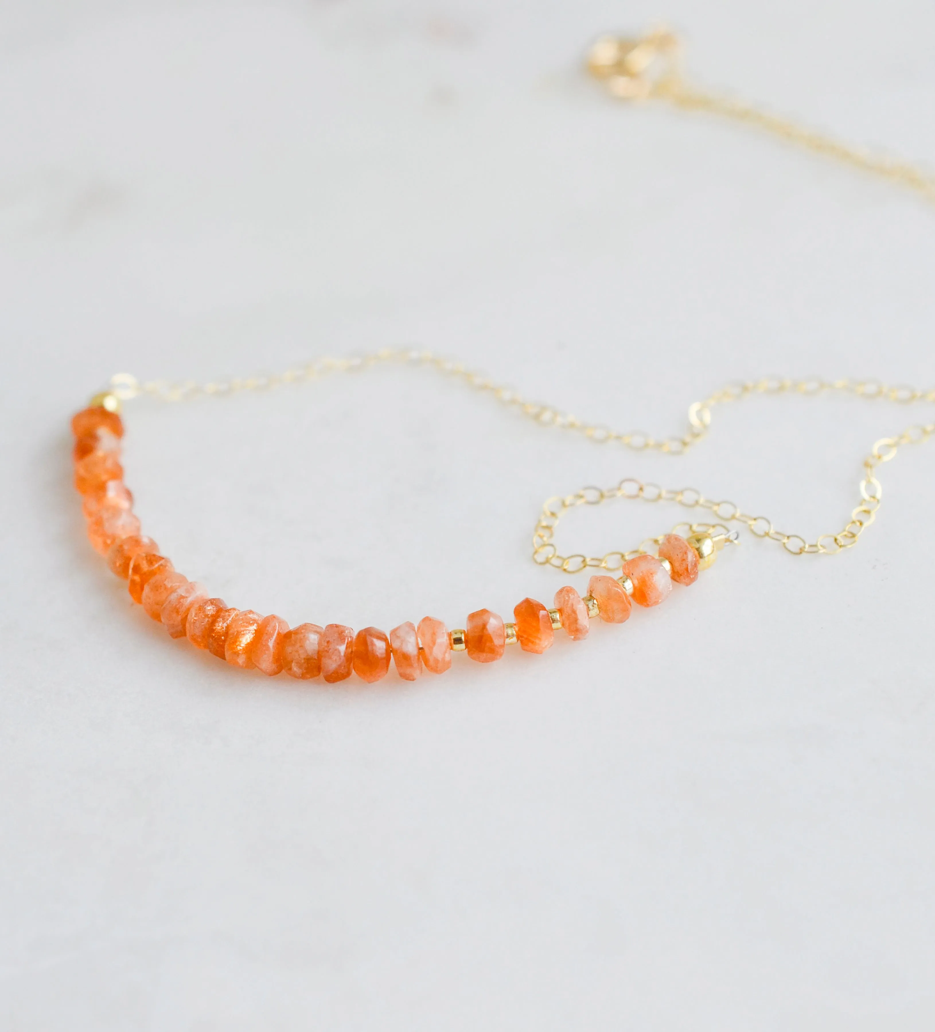 Beaded Sunstone Bar Necklace