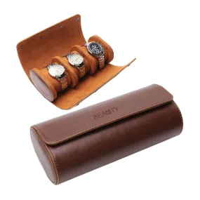 beautgreen Watch Roll Travel Case - Handmade Leather Watch Rolls Box for Man - Travel Watch Roll with Velvet to Protection - Watch Roll Organizer to Home Secure Storage