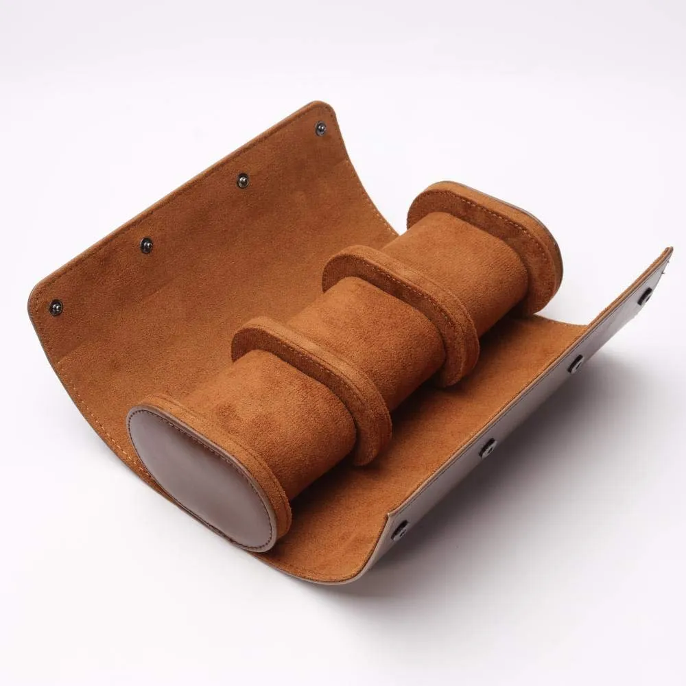 beautgreen Watch Roll Travel Case - Handmade Leather Watch Rolls Box for Man - Travel Watch Roll with Velvet to Protection - Watch Roll Organizer to Home Secure Storage