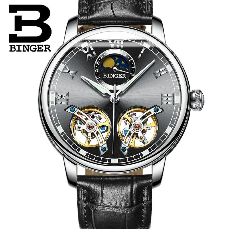 Binger Swiss Double Tourbillon Mechanical Watch Men B 8607