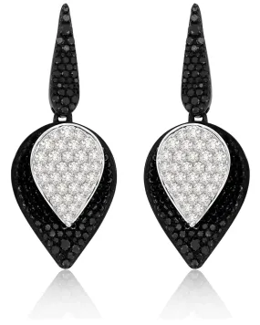 Black and White Diamond Teardrop Earrings