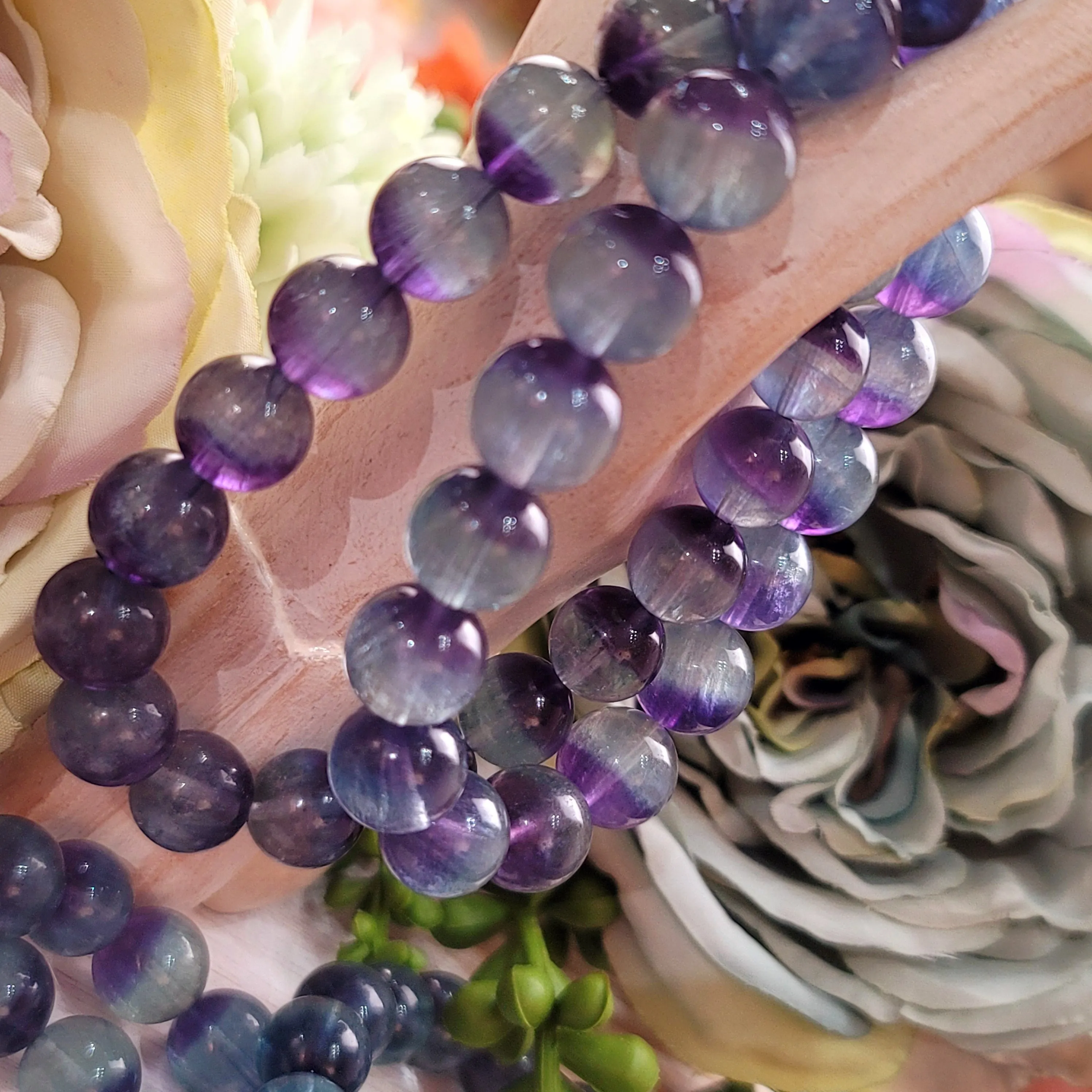 Blue & Purple Fluorite Bracelet (AAA Grade) for Third Eye Activation & Psychic Clarity