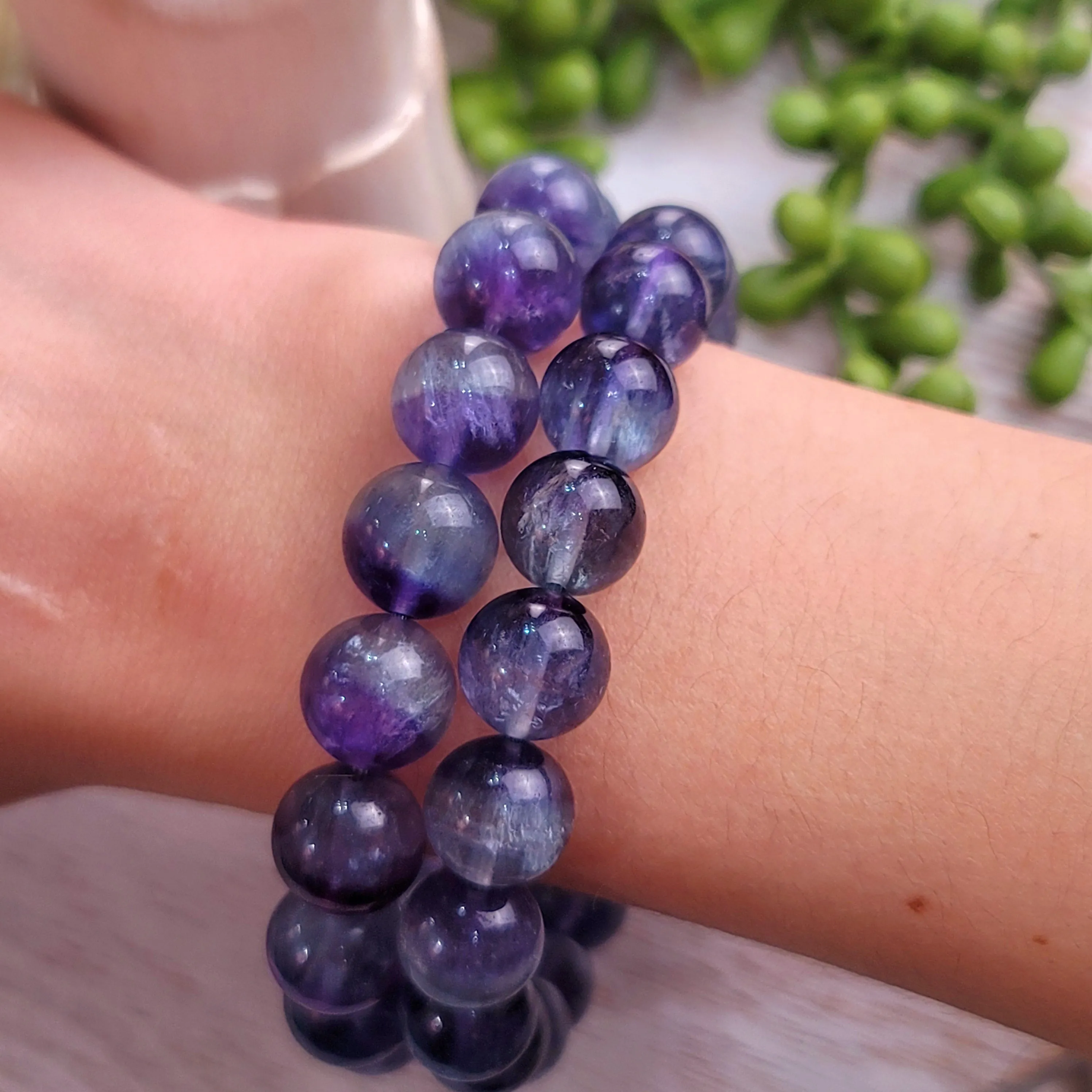 Blue & Purple Fluorite Bracelet (AAA Grade) for Third Eye Activation & Psychic Clarity