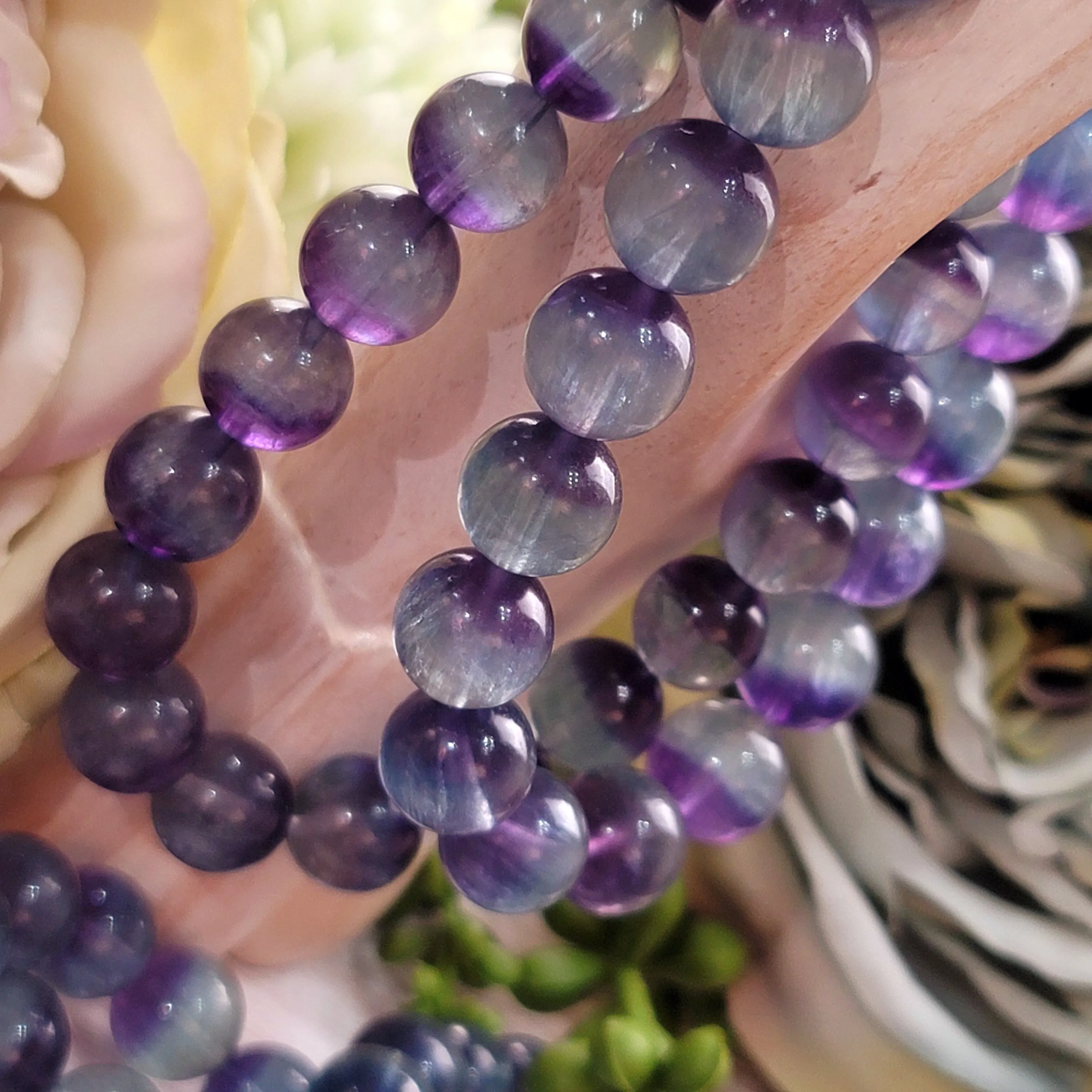 Blue & Purple Fluorite Bracelet (AAA Grade) for Third Eye Activation & Psychic Clarity