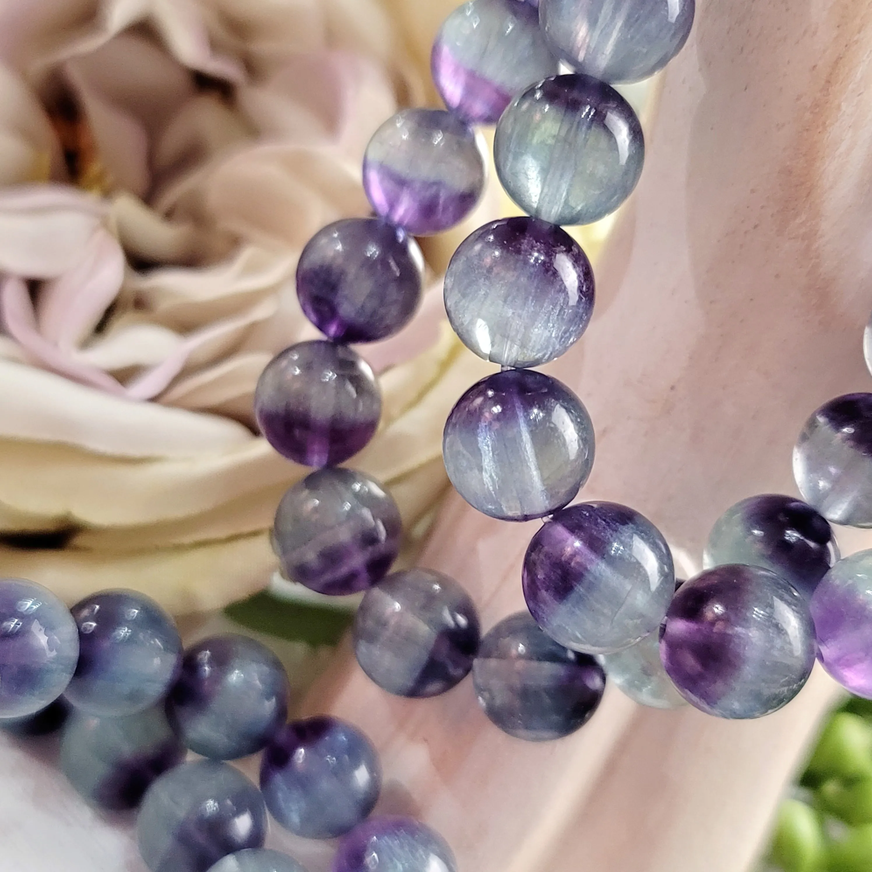 Blue & Purple Fluorite Bracelet (AAA Grade) for Third Eye Activation & Psychic Clarity