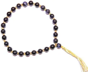 Blue Sunstone (Goldstone) wrist mala of 27 1 beads