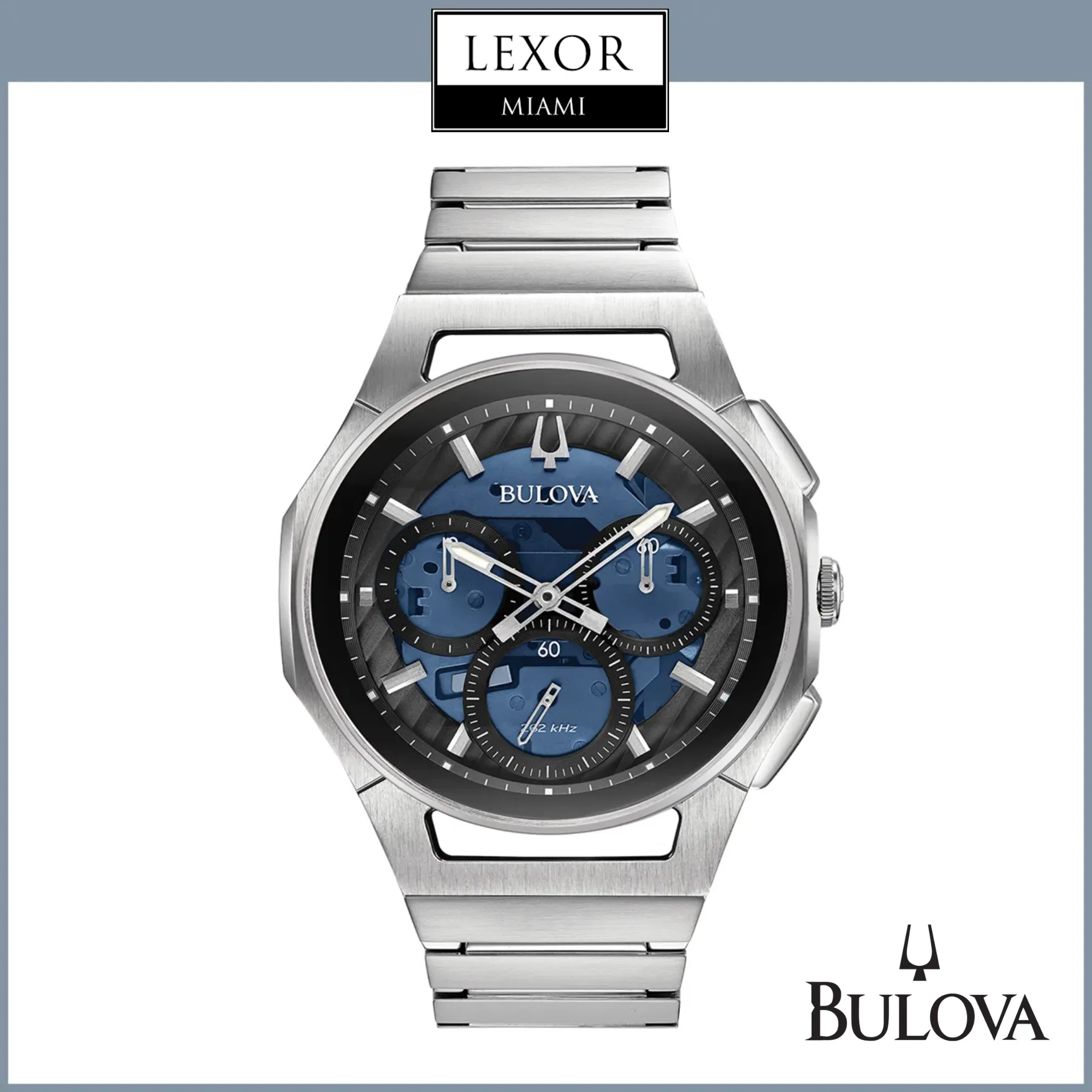 Bulova 96A205 Curv Chronograph Stainless Steel Strap Men Watches