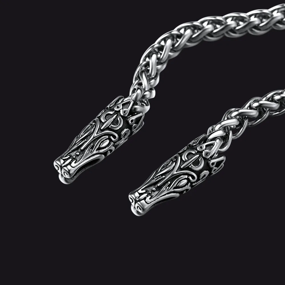 Celtic Knot Cross Necklace With Wolf Rope Chain For Men