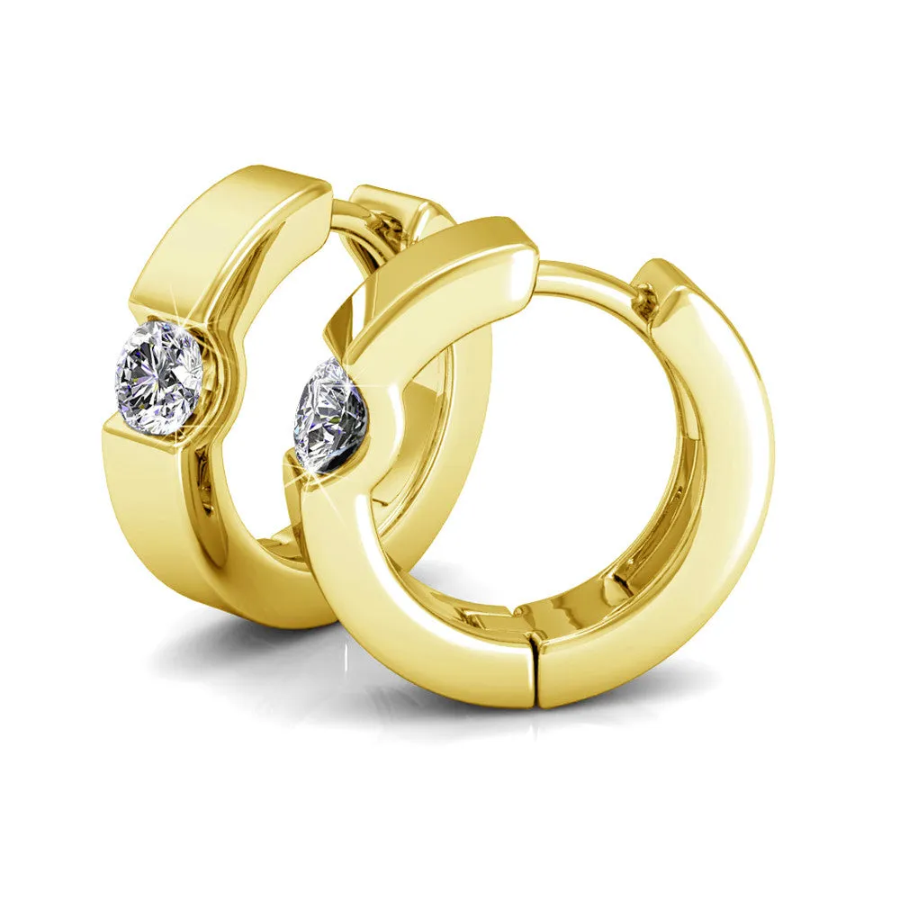 Charlie 18k White Gold Plated Hoop Earrings with Round Swarovski Crystals