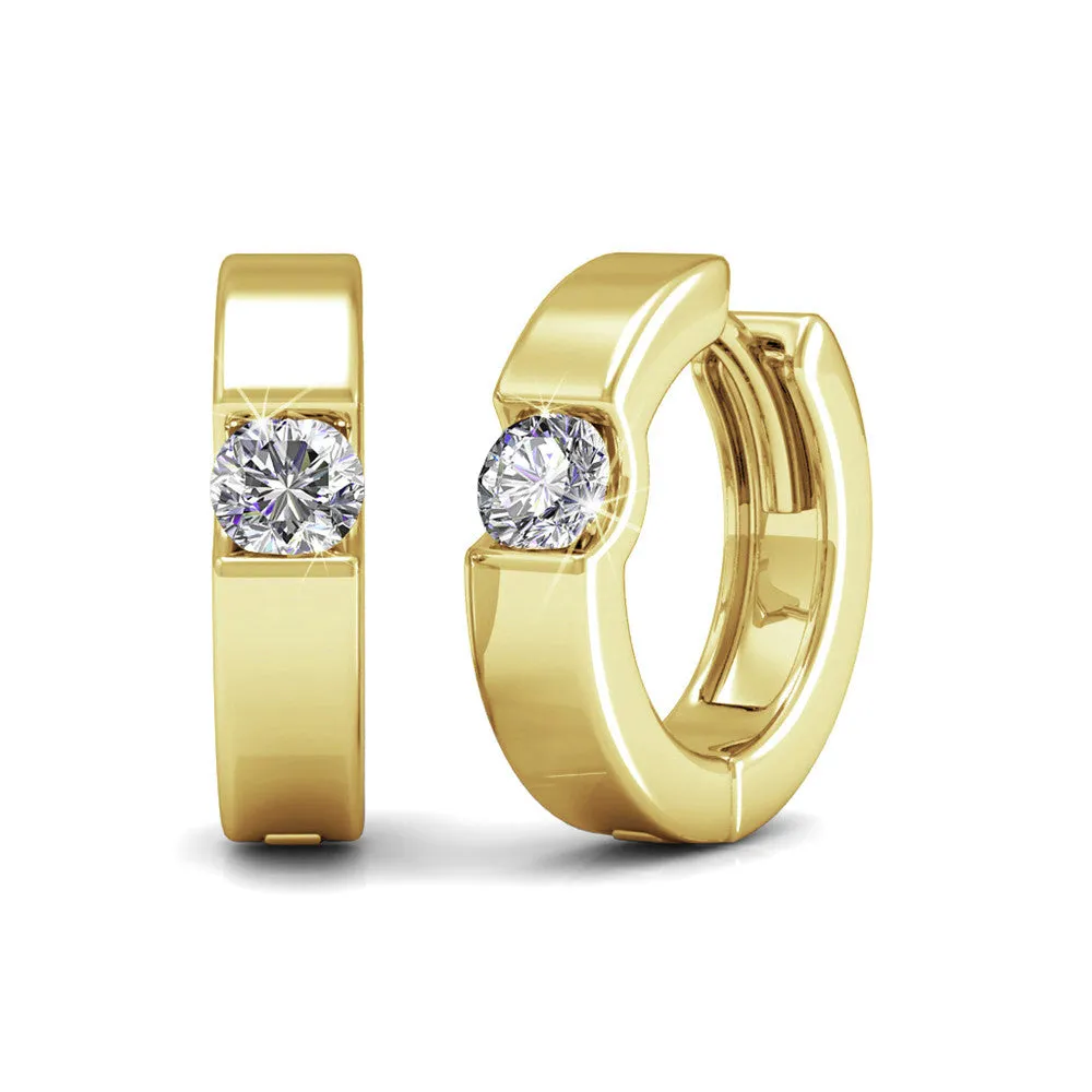 Charlie 18k White Gold Plated Hoop Earrings with Round Swarovski Crystals