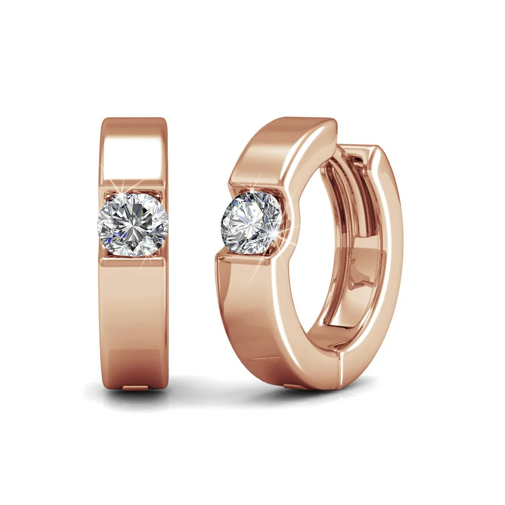 Charlie 18k White Gold Plated Hoop Earrings with Round Swarovski Crystals