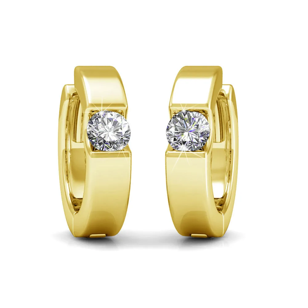 Charlie 18k White Gold Plated Hoop Earrings with Round Swarovski Crystals