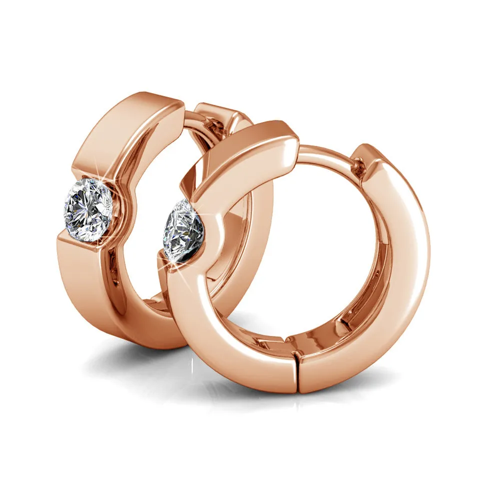 Charlie 18k White Gold Plated Hoop Earrings with Round Swarovski Crystals