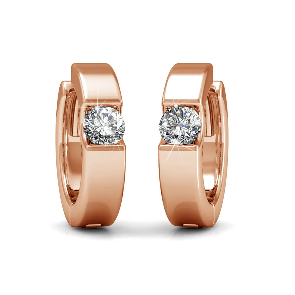 Charlie 18k White Gold Plated Hoop Earrings with Round Swarovski Crystals