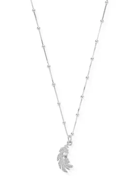 ChloBo 53 Silver Bobble Chain Feather Heart Necklace SNBB596