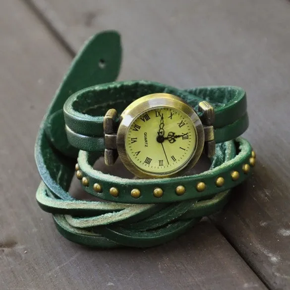 Classic Elegant Leather Strap Roma Number Dial Quartz Woman Watch