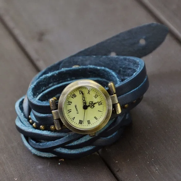 Classic Elegant Leather Strap Roma Number Dial Quartz Woman Watch