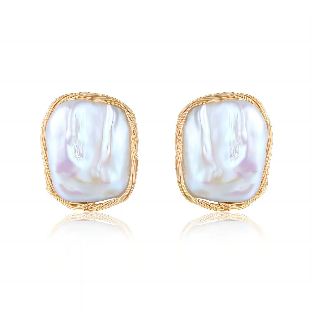 Classic Filigree Series Twisted Wire Cube Stud Earrings Ear clip
